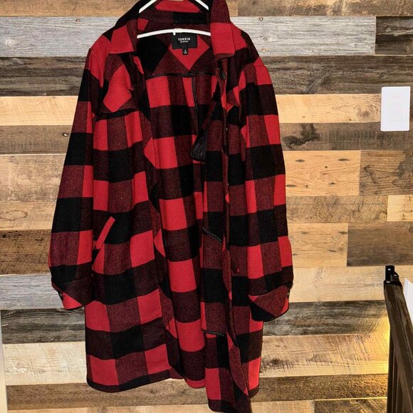 Torrid Wool Longline Buffalo Plaid Collared Shacket - Picture 4 of 10